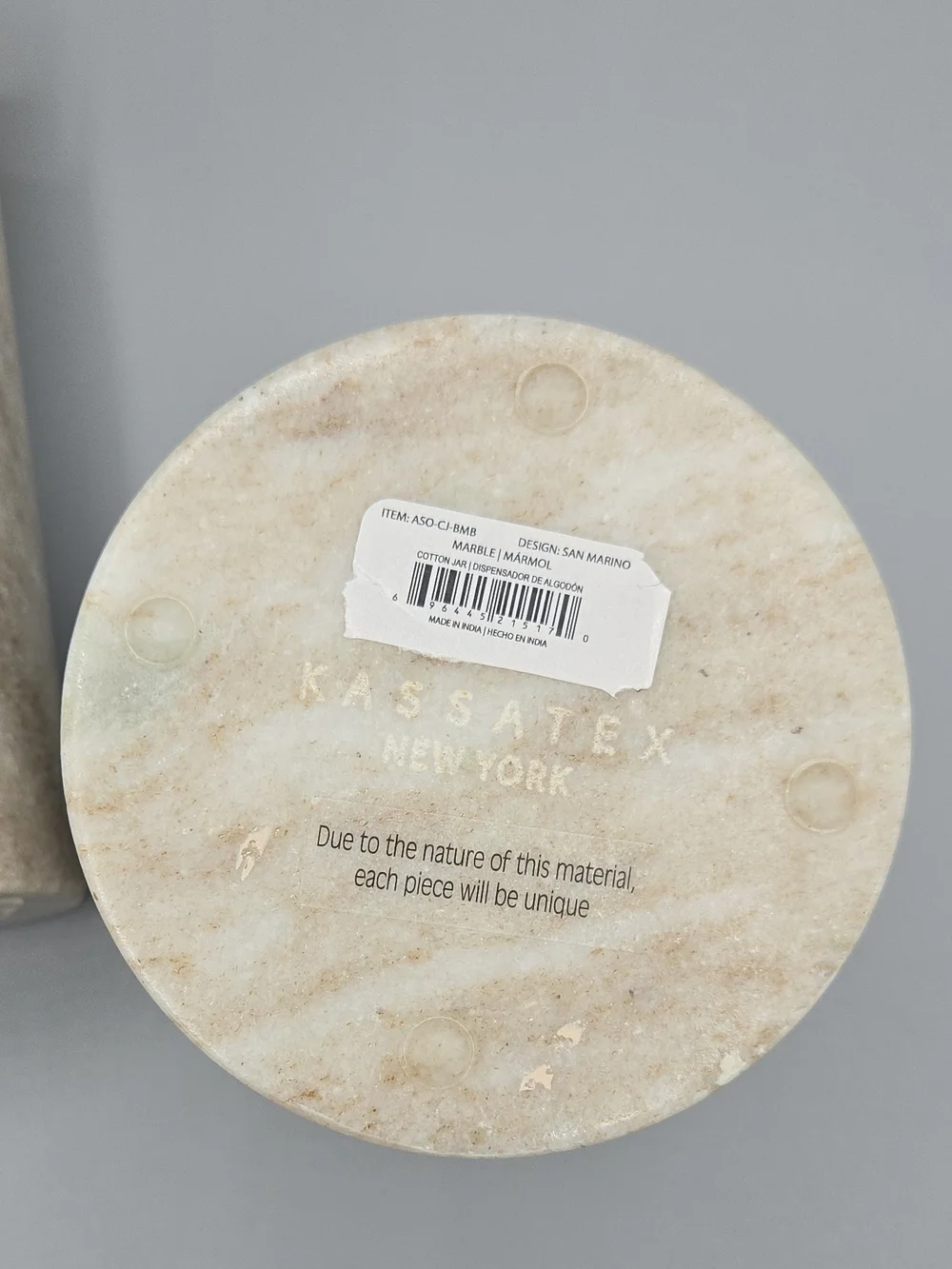 Kassatex Beige Marble and Wood Bath Set with Gold Pump